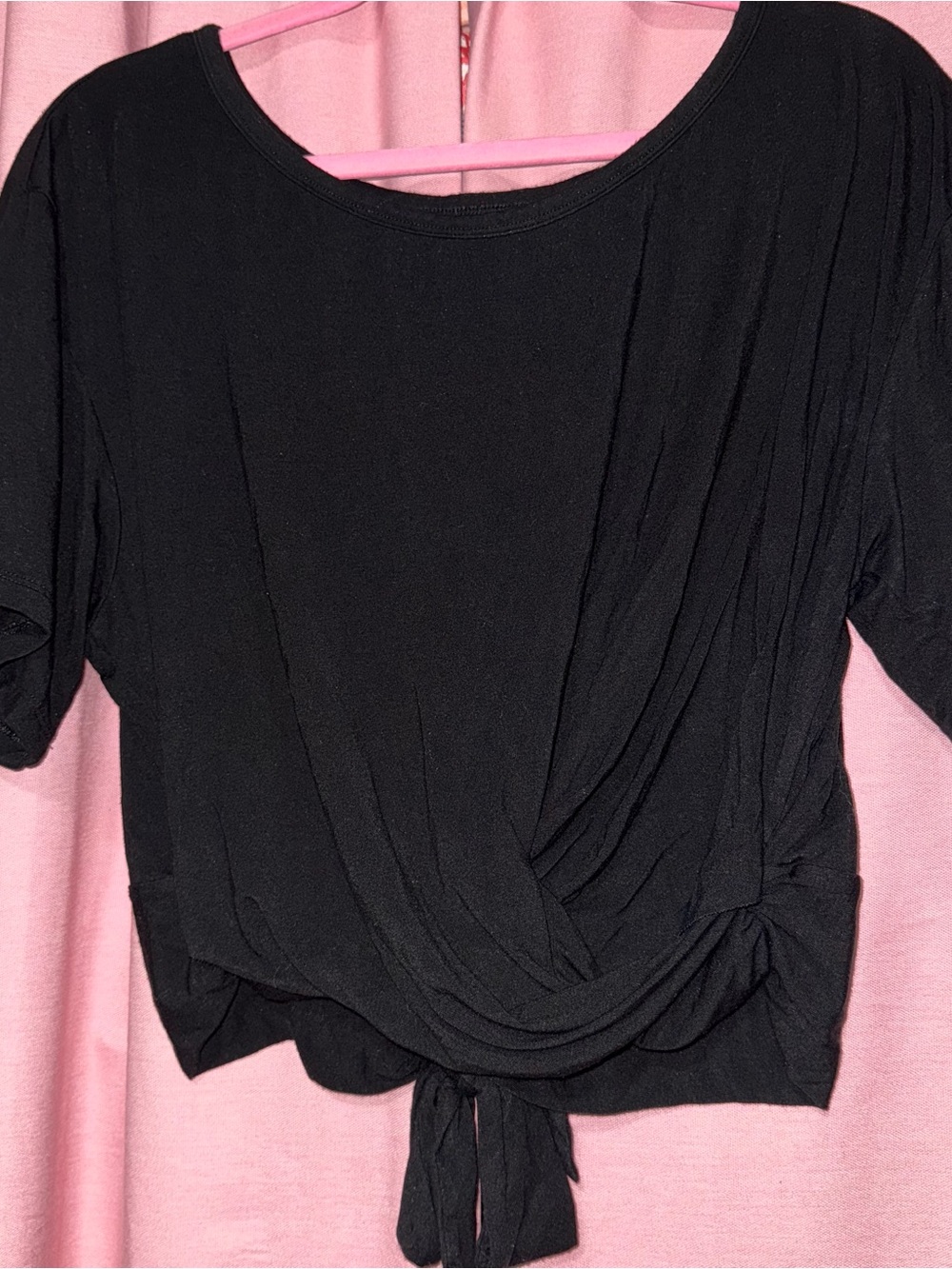 Victoria's Secret Black Tie-Front Short Sleeve Top
